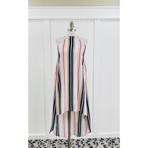 Almost Famous Dress Women's Small Striped High Low Sleeveless Jewel Neckline